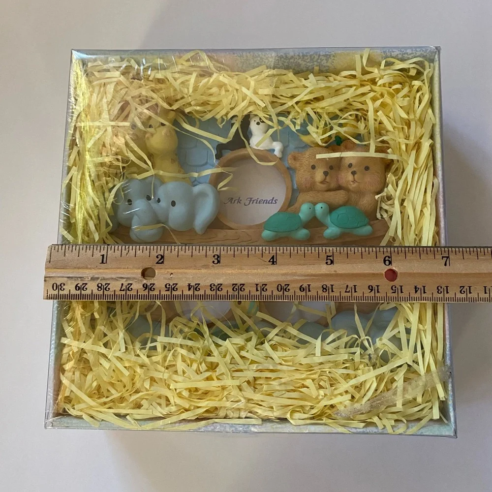 Hand Painted ARK FRIENDS 3-PHOTO FRAME By Baby Boom - New Sealed Box